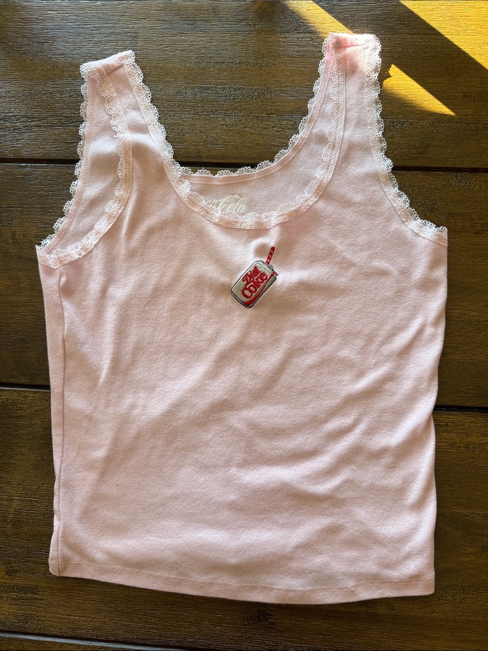 Coca Cola Pink Lace-Trim Bandeau Tank with Soda Can Patch